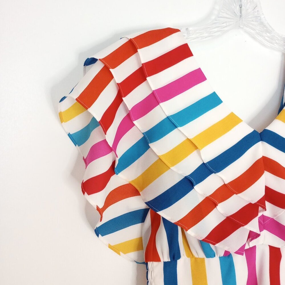 Color Me Courtney Holly Ruffle Rainbow Crop Top - Picture 4 of 7